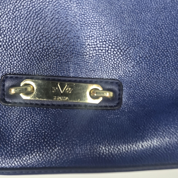 Versace 19v69 Nicoletta Stingray Navy Blue Faux Leather Shoulder Bag - Picture 2 of 13